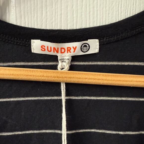 Women's Anthropologie Sundry Stripe Tank Dress Pom Pom Hem Size 1 (Small) - Picture 2 of 4